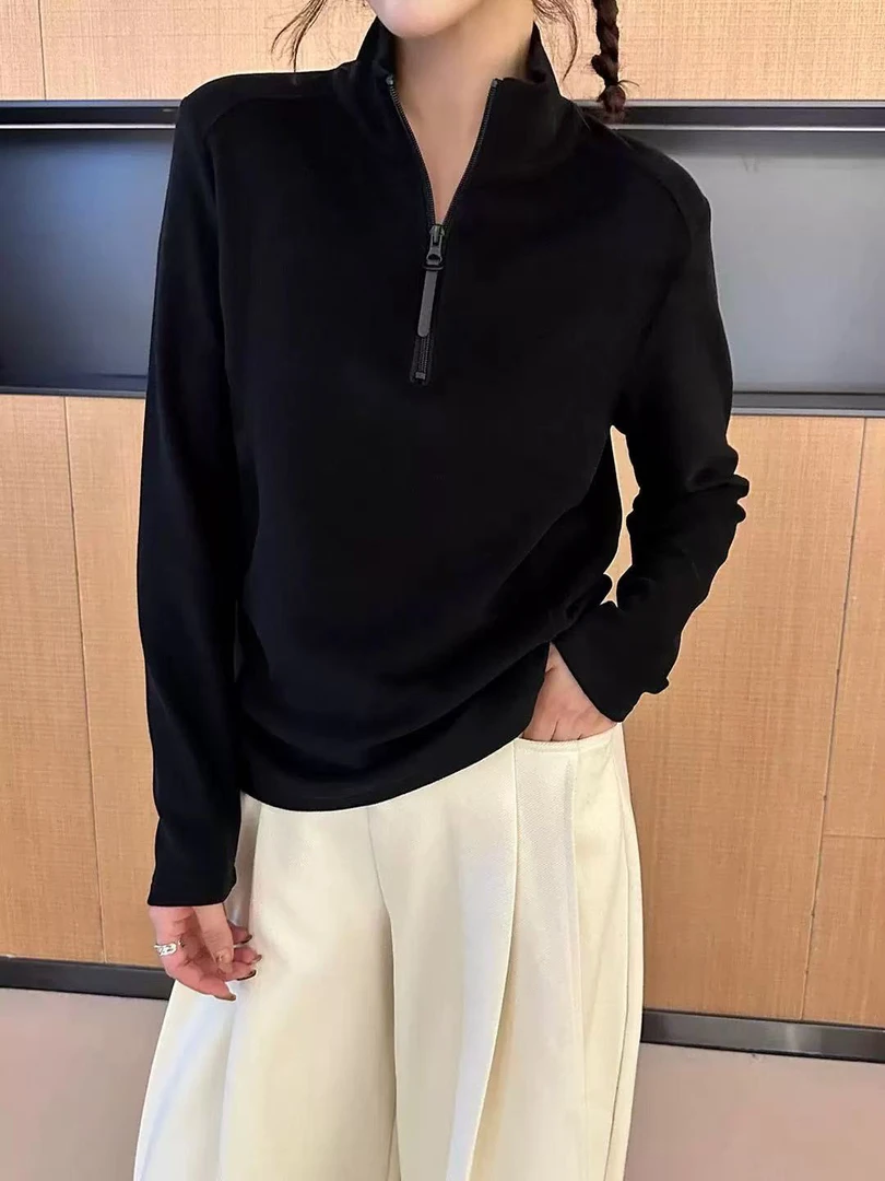 美美推荐5767伊歌莉半拉链立领德绒打底衫女内搭保暖上衣