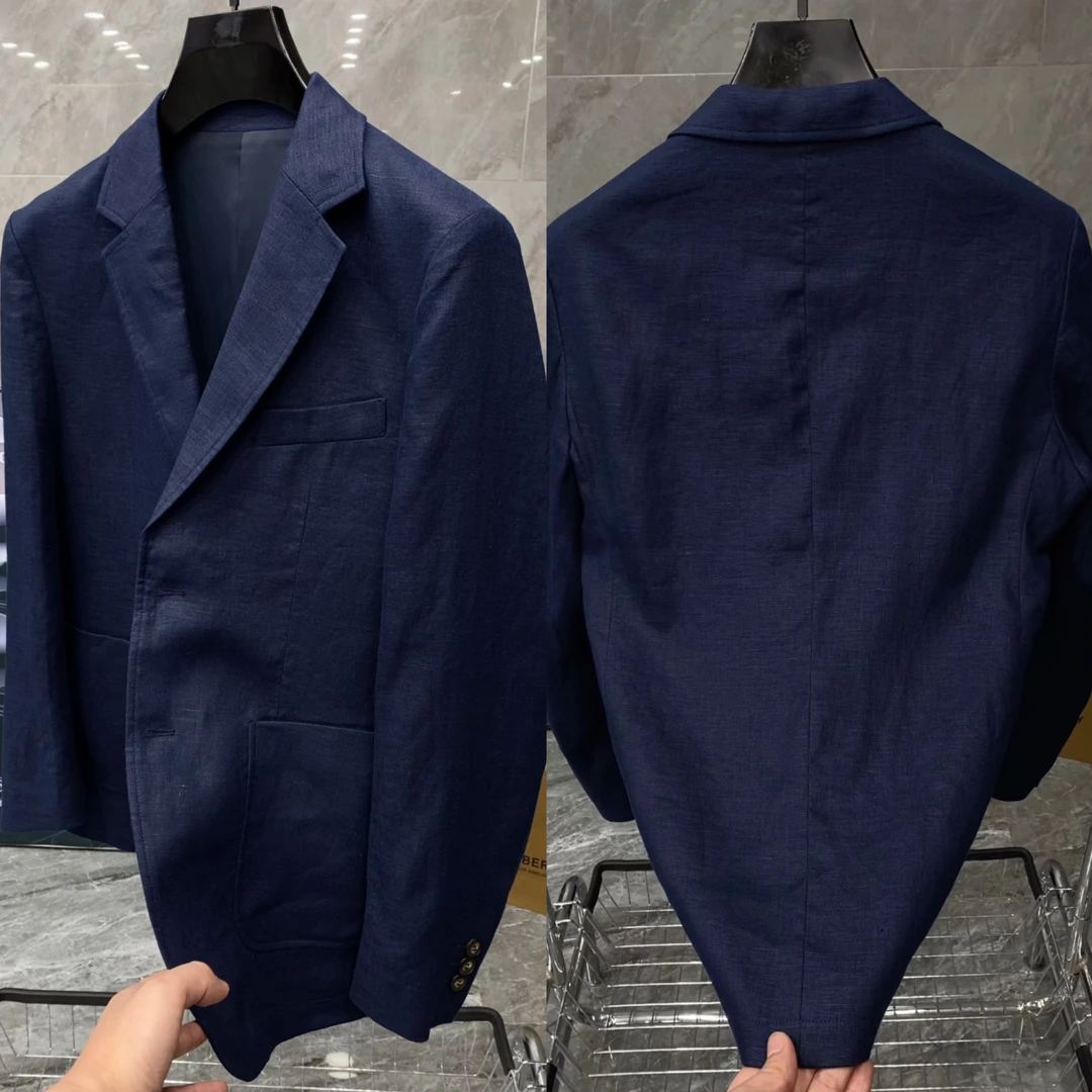 早秋新款男士轻奢时尚休闲百搭亚麻西服 023