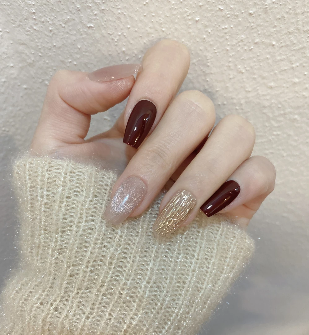 【罗马风情】AB色系舒适牢固纯手工穿戴甲轻薄显白流行美甲贴片10片