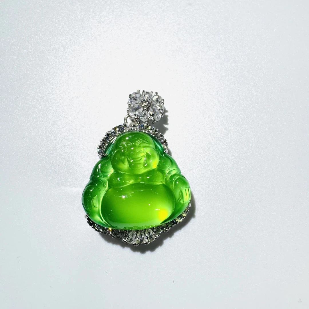 瑶瑶专属-s925银天然玛瑙玉髓佛公吊坠