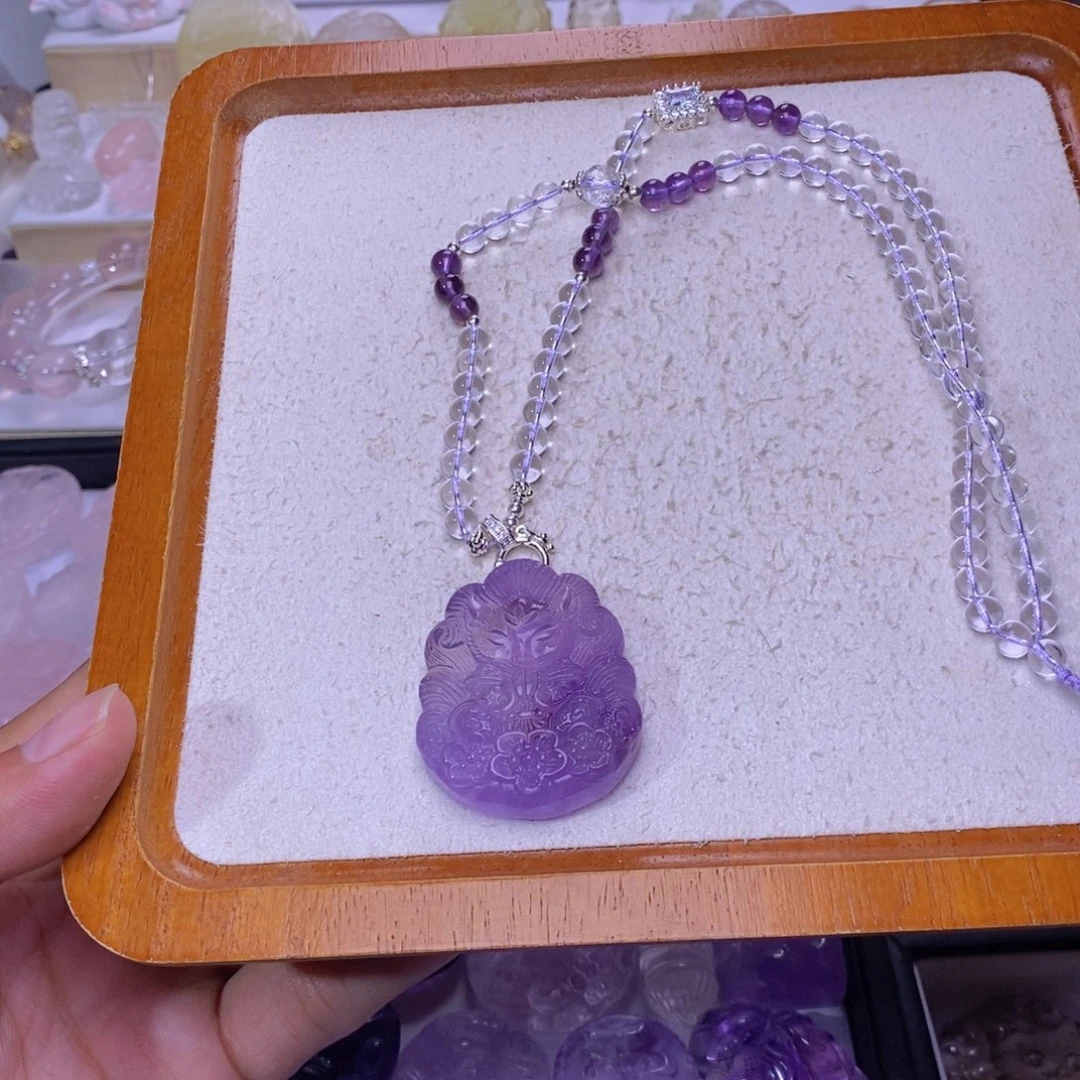 未镶嵌颈饰水晶紫水晶许愿狐吊坠 送链子一条吊坠