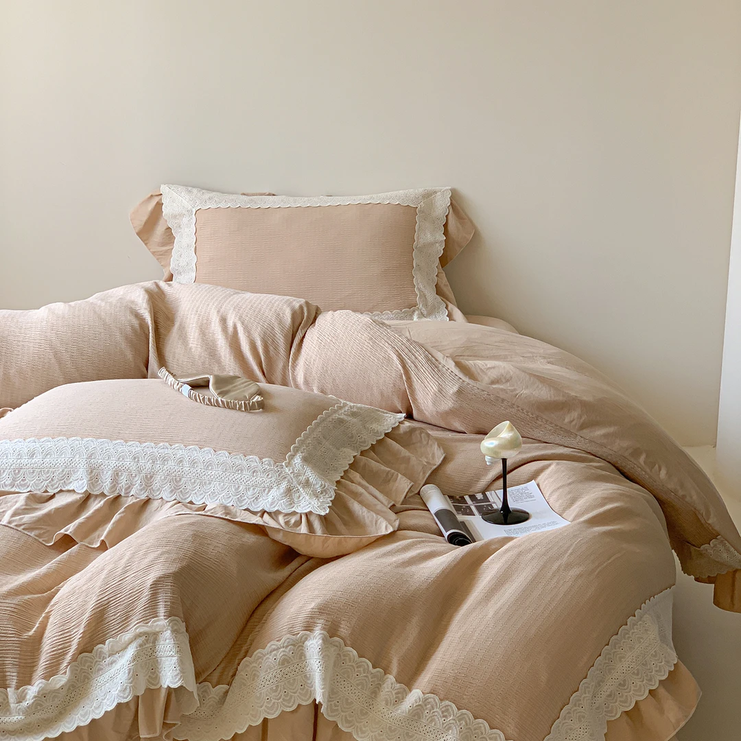 新款法式花边款芸芙棉床单四件套家用刺绣款保暖创品套件四季款