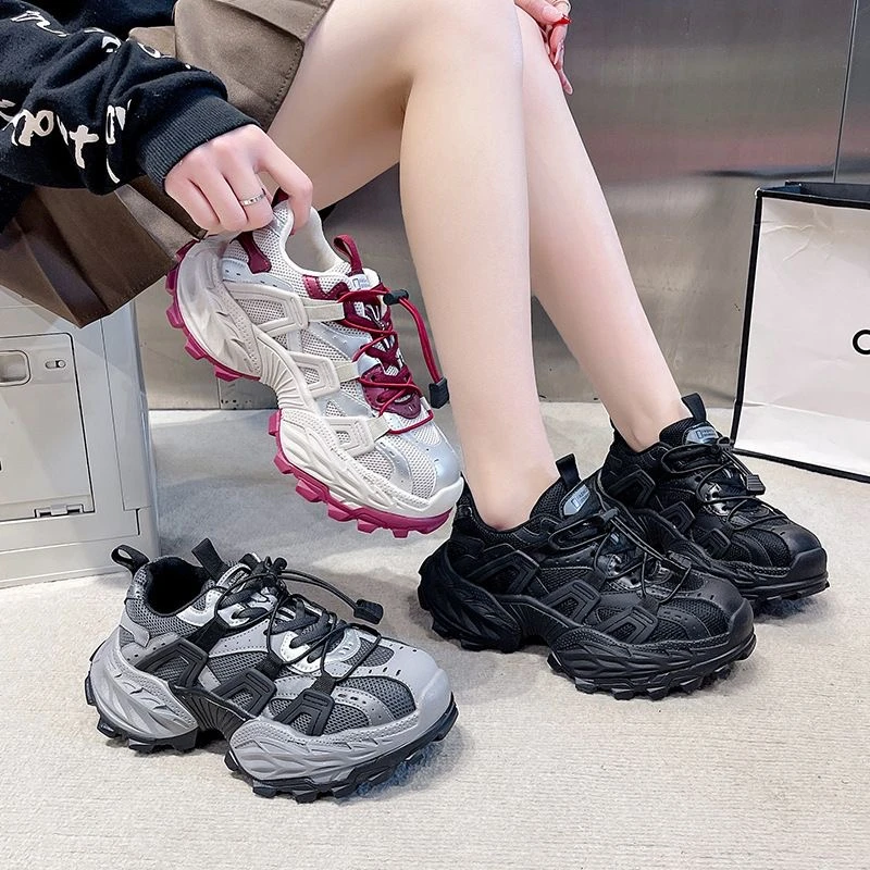 XUZHI煦芝 2025新款老爹鞋女显高休闲耐脏运动休闲鞋防滑耐磨5030