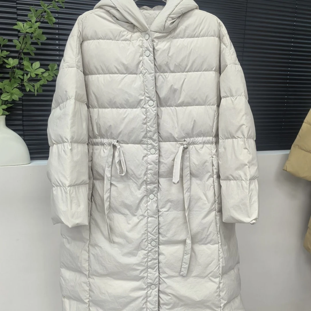 2331冬季新款高级感中长款连帽羽绒服收腰显瘦加厚