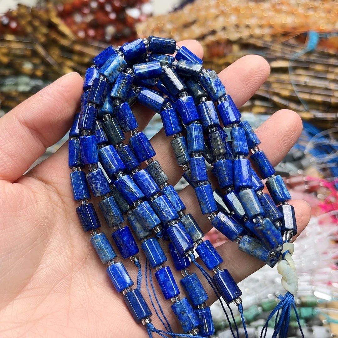 玛瑙/玉髓未镶嵌珠宝半成品7×10青金柱子短条18㎝