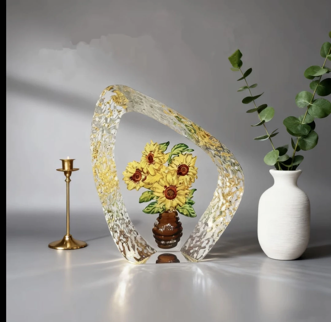 FB水晶油画向日葵家居摆件礼品轻奢祝福 版权新品