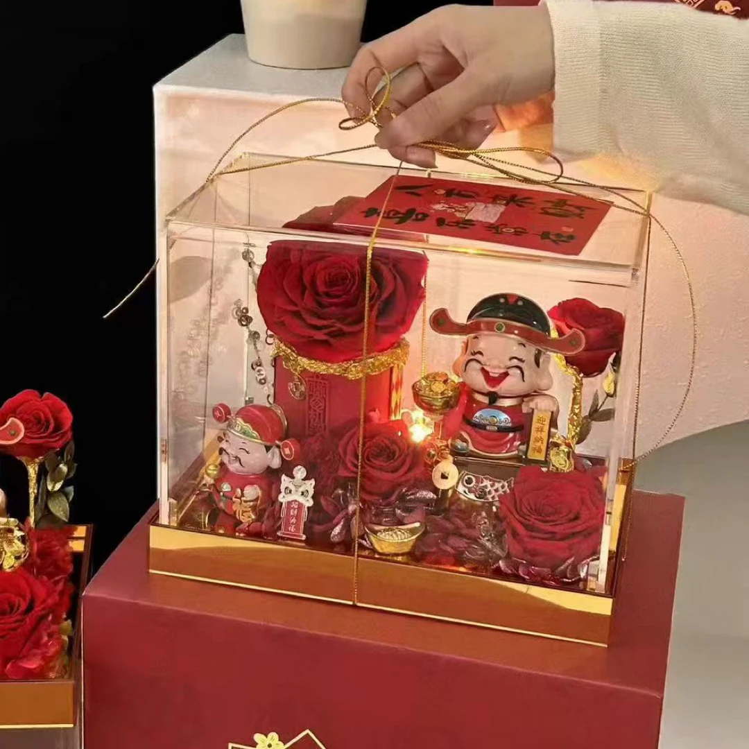 鲜花永生花招财猫财神爷高端开业礼