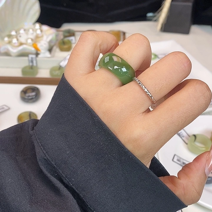 和田玉（糖玉）未镶嵌戒指Z60碧玉墩墩16.7