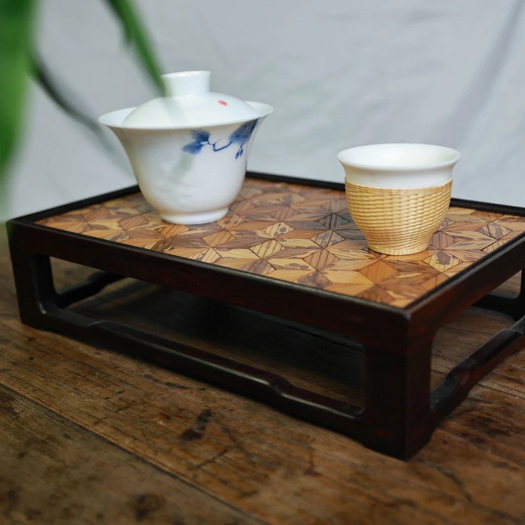 【朴意凡器】红木几何纹长方形茶台