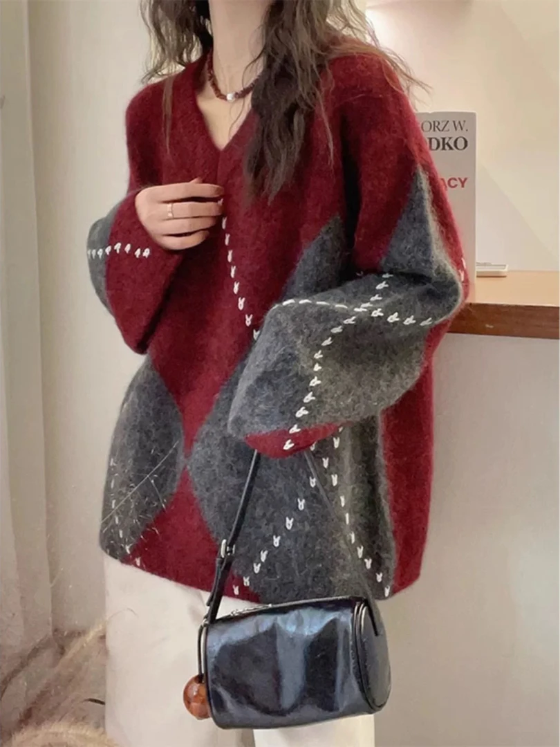 拼色立领毛衣1200