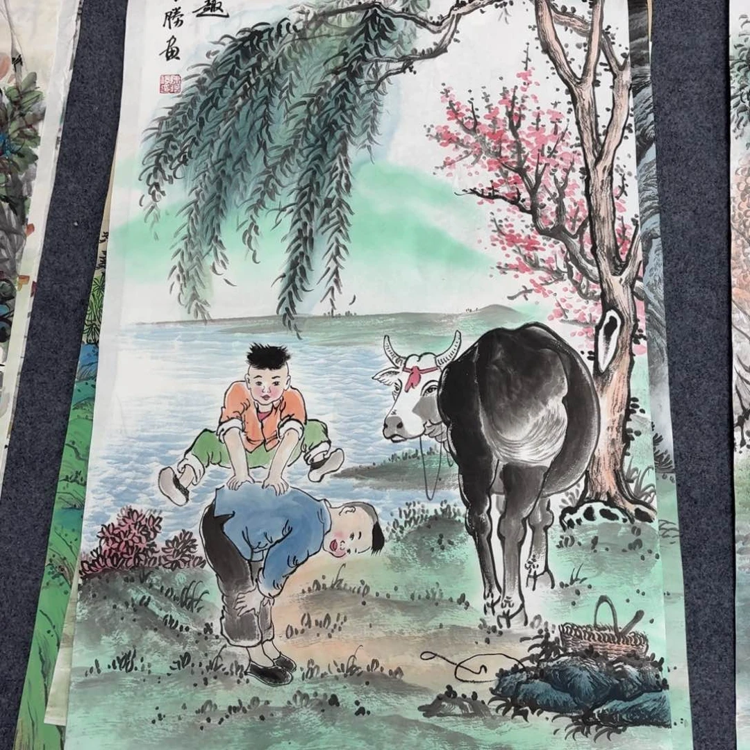 国画100×50手绘作品画画