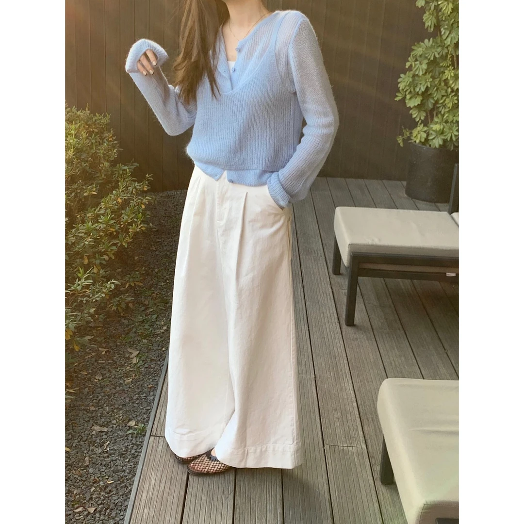 2025春夏时尚新款韩系通勤气质显白内搭慵懒风罩衫显瘦休闲裤子女