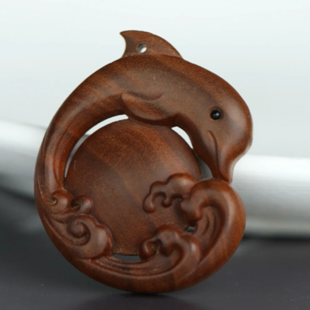 印度老山檀海豚吊坠3.3×3.8×0.8mm