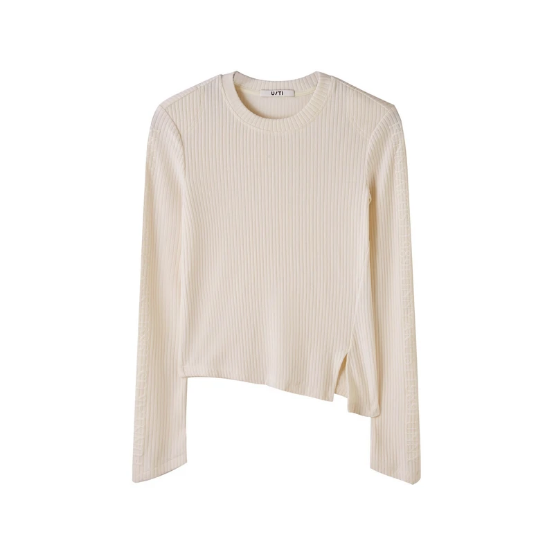 U/TI/尤缇冬季厚款设计师风四面弹斜开叉显瘦时尚质感上衣