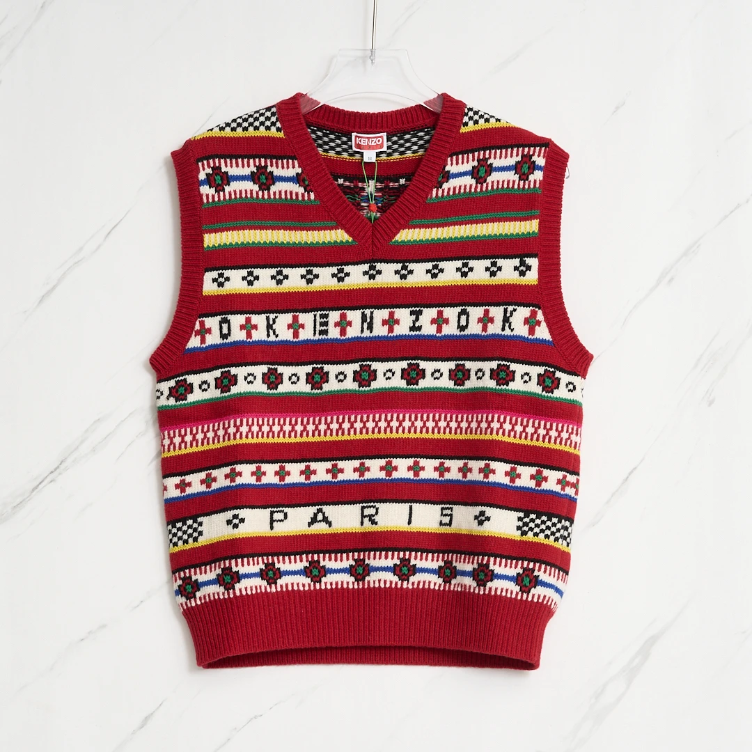 全新未使用/Kenzo X Nigo明星同款提花秀款针织背心KZBU00221