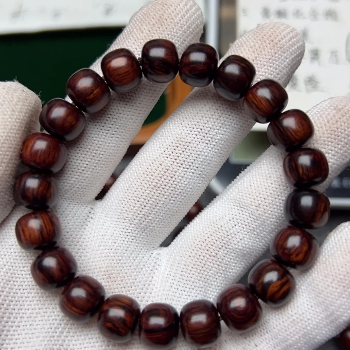 木海南红降黑金满纹1.0老型珠精品