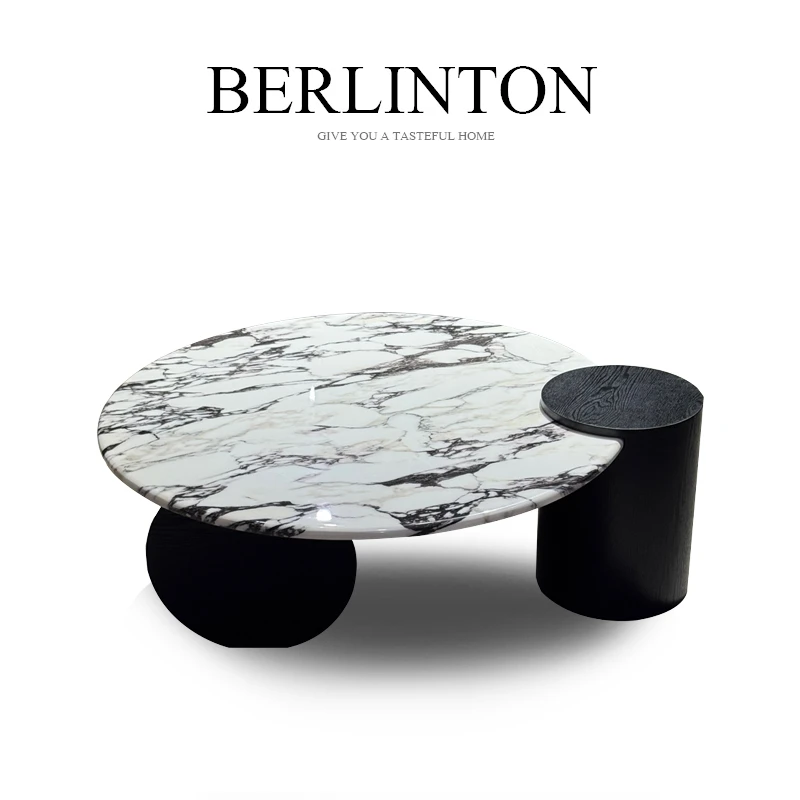 BERLINTON/铂林顿大理石茶几客厅小户型简约家用极简奶油风圆形