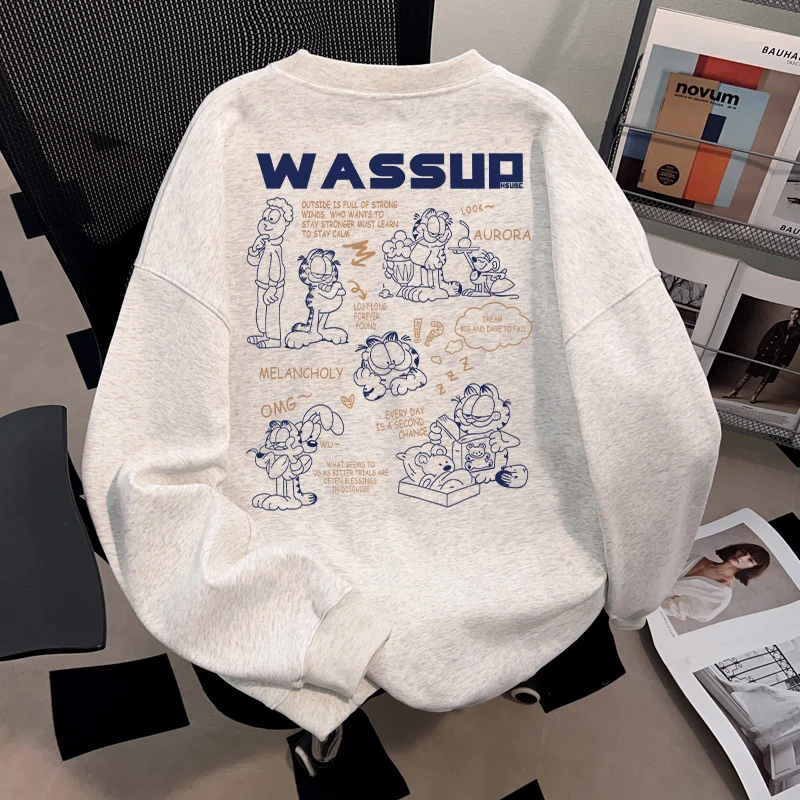 WASSUP HSUBE小众设计感趣味休闲圆领卫衣男士秋冬季潮酷宽松上衣