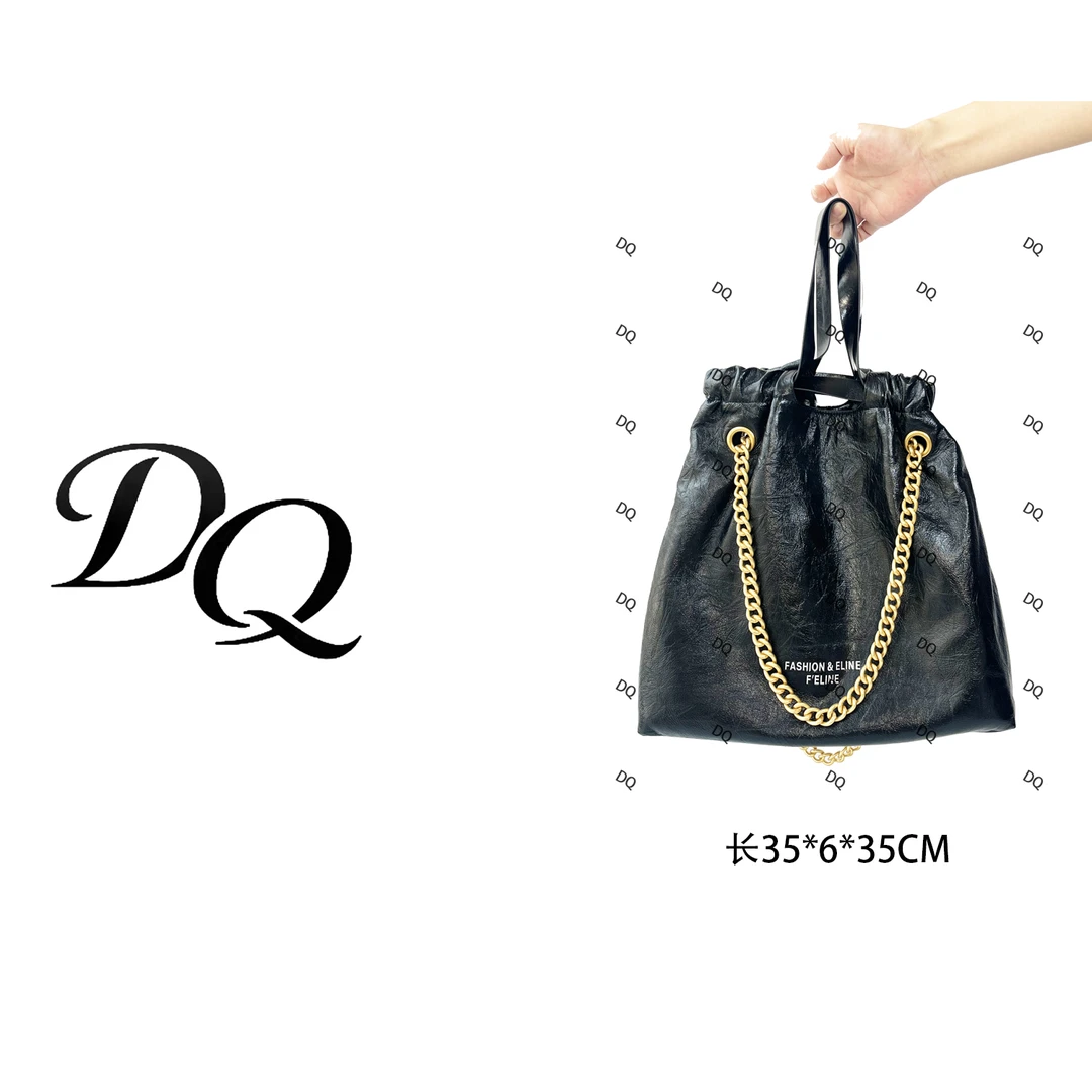 【DQ专属】头层手抓纹油蜡牛皮垃圾袋单肩斜跨轻奢女包