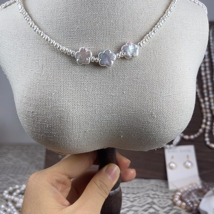 颈饰银S925镶嵌淡水珍珠