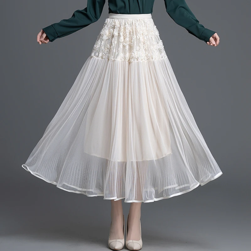 仙女裙温柔风网纱半身裙女2025中长款不规则伞裙设计感小众纱裙子
