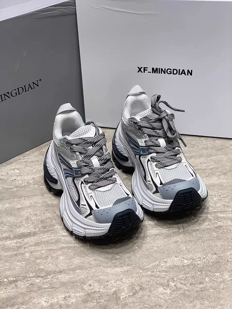 欧货老爹鞋女增高2025夏季爆款拼色松糕厚底翘臀休闲时尚轮胎鞋女