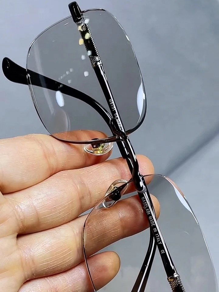 纯天然水晶石头镜东海老料冰糖色无框方圆款茶色平光防紫外线眼镜