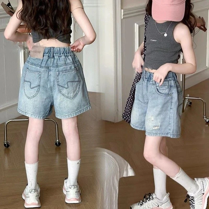 女童短裤2025夏装新款薄款牛仔中大童女童夏装6-12岁款短裤女童