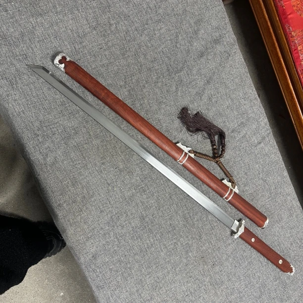 龙泉昊天高锰钢红木银装经典唐横刀收藏宝剑武术长刀剑未开刃