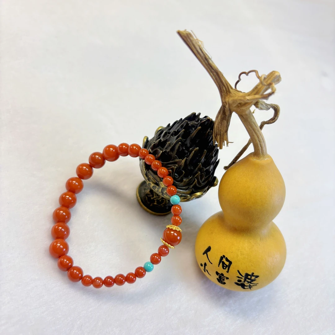 天然川料南红玛瑙单圈蜜蜡手串百搭