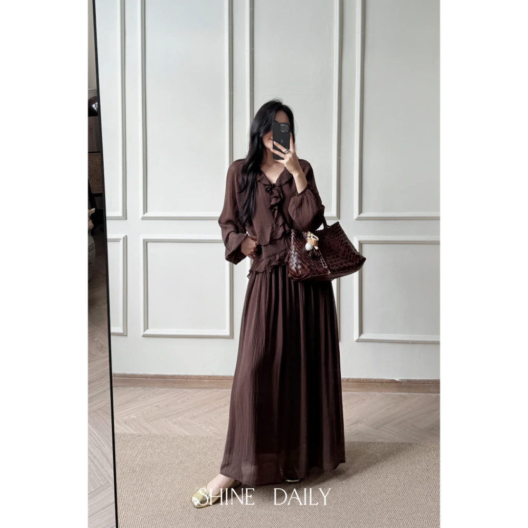 【风吟逸裳】茶歇法式气质荷叶边海边度假风朦胧感慵懒感连衣裙