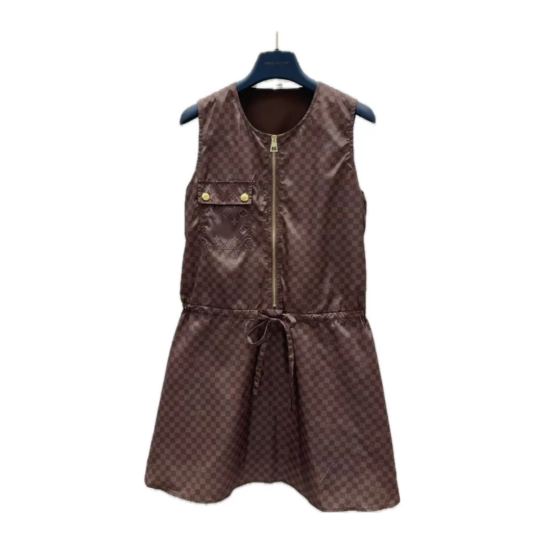 【YS专属】EL042 棕色棋盘格连衣裙