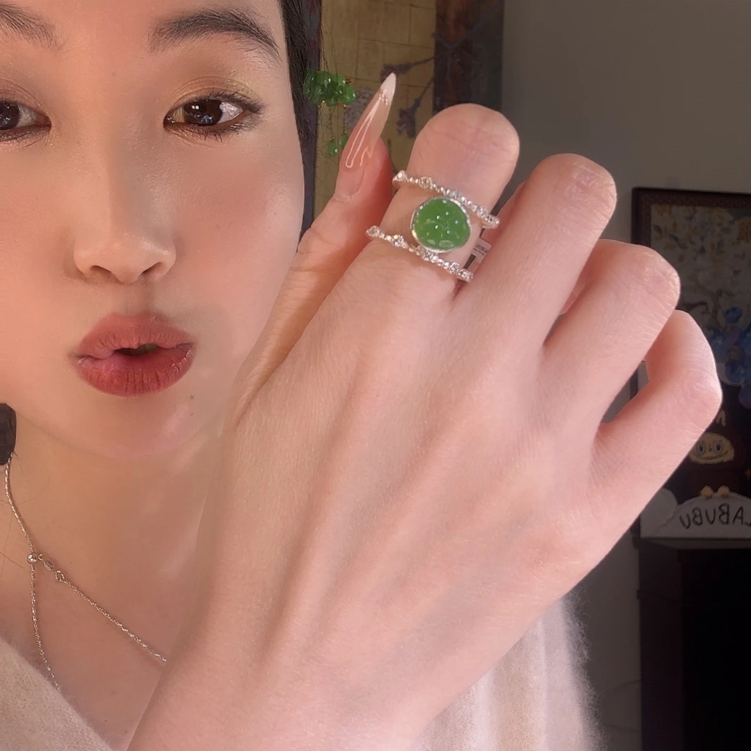 和田玉银S925镶嵌戒指