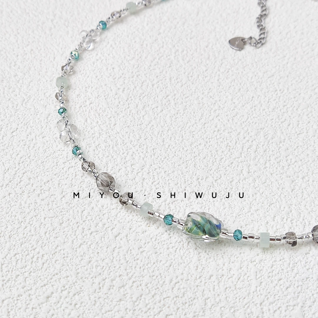 钛钢项链 【清补凉2.0】原创设计项链蓝色绿色复古小众百搭手工