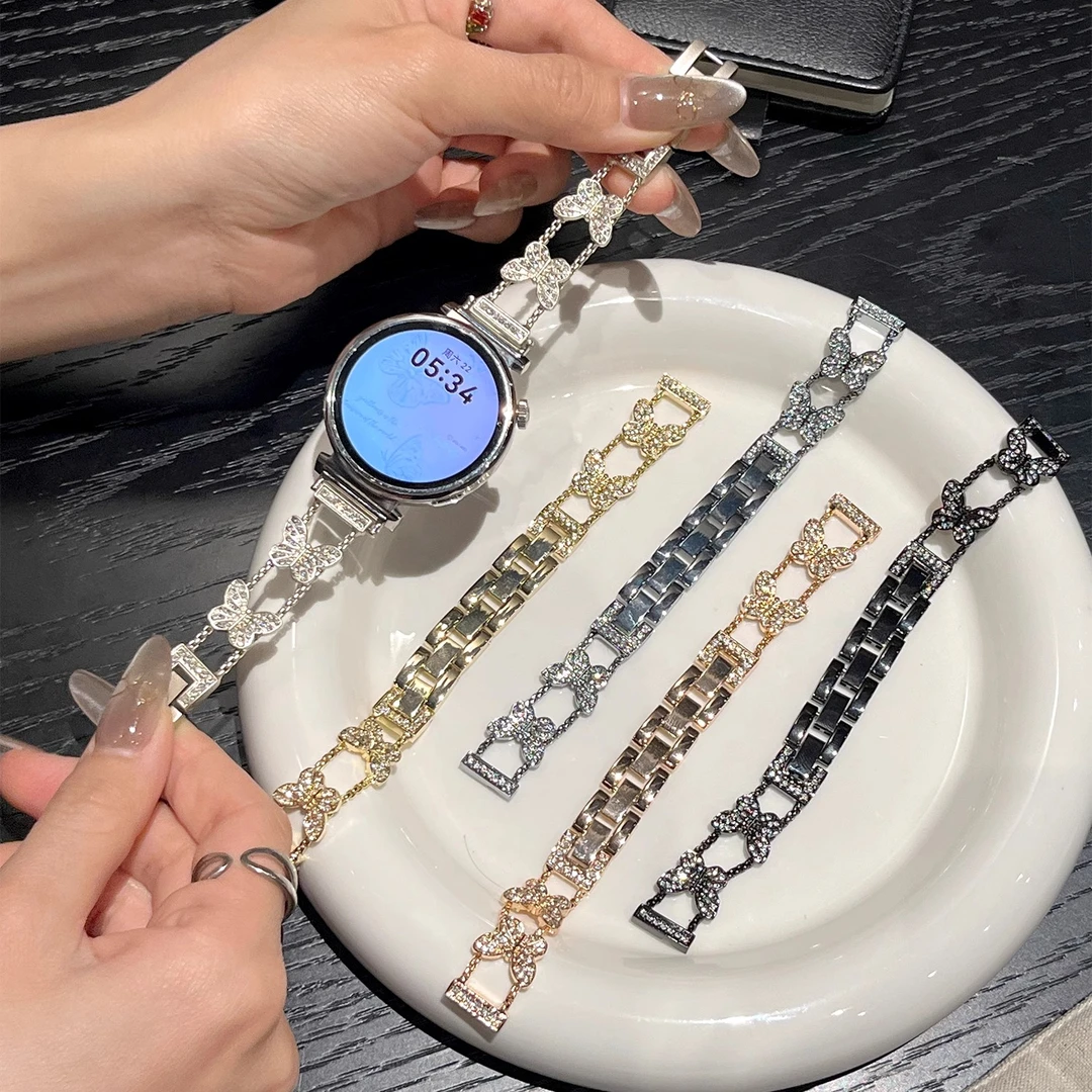 闪闪蝴蝶适用华为gt6表带watch gt5腕带金属华为手表gt6pro配件4