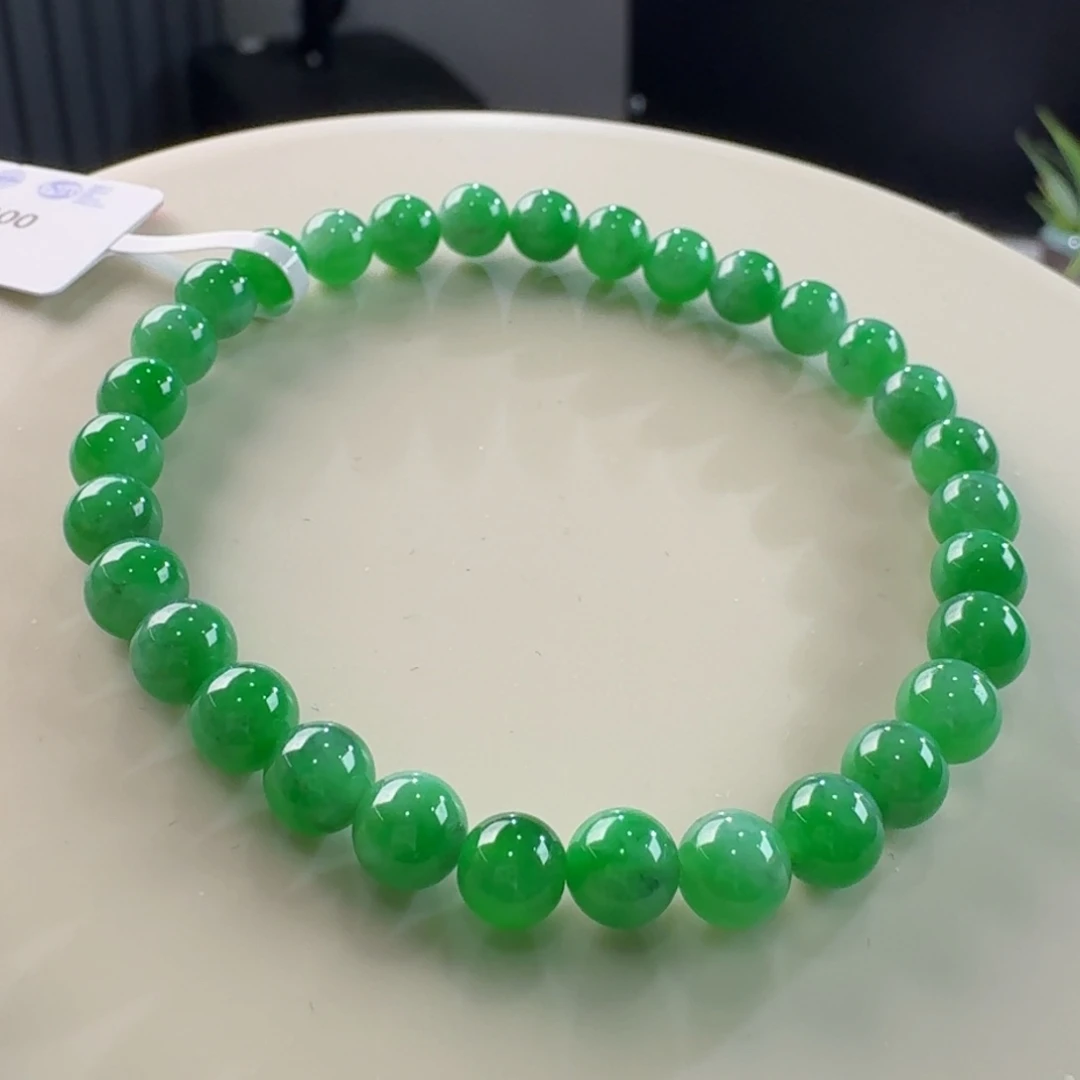 翡翠手链未镶嵌辣阳绿单圈