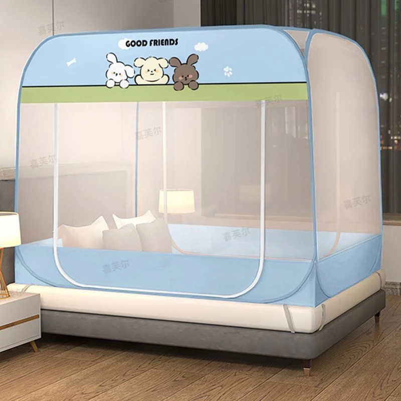 蒙古包蚊帐免安装家用卧室2025新款宿舍折叠纹帐1.2全底防摔儿童
