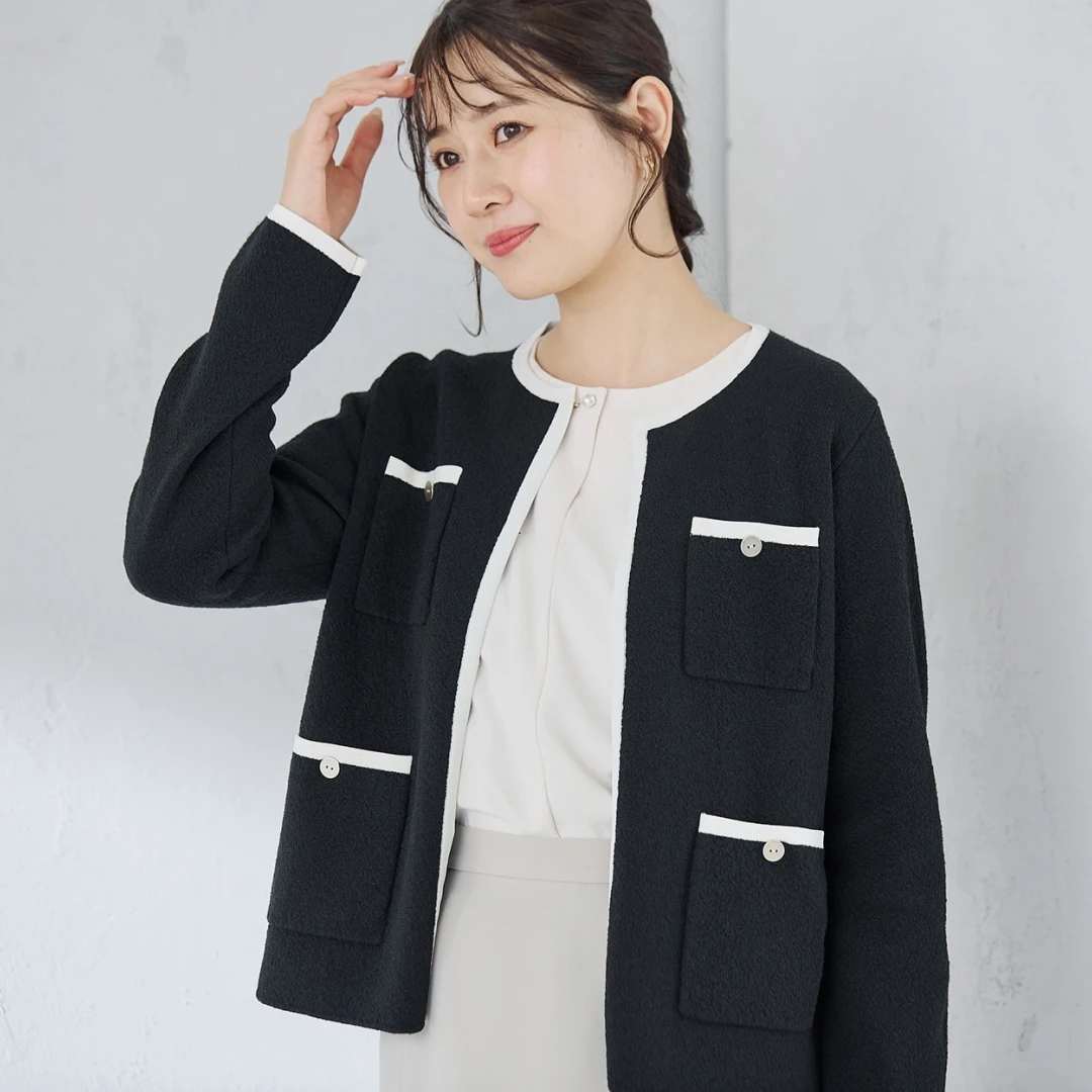 【DD外贸】春季新款 A 时尚百搭圆领休闲长袖外套简约宽松针织衫