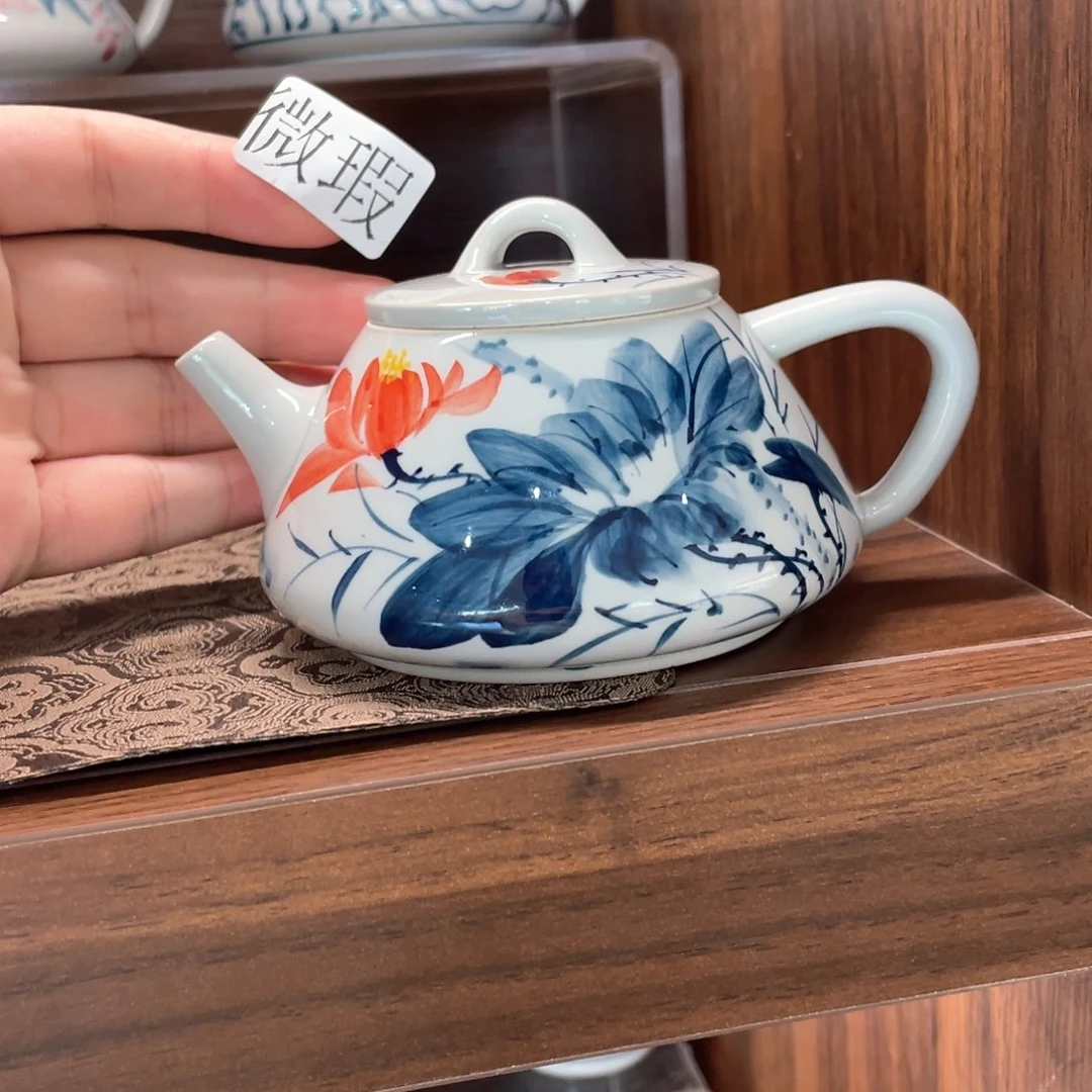 釉下手绘茶具微瑕