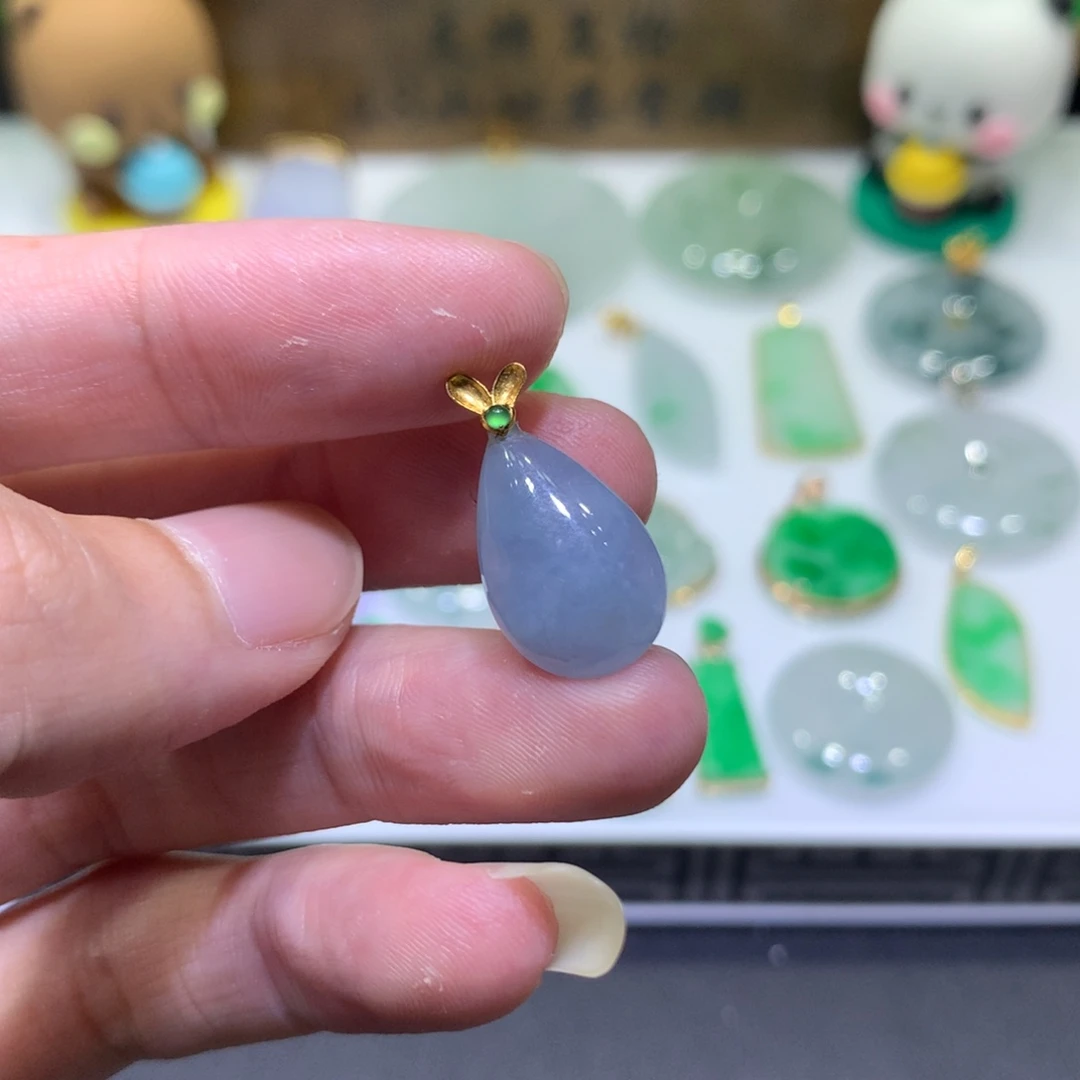 翡翠18K金镶嵌吊坠(不含链)