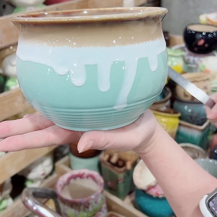 有孔，凑单福利满10元发货陶瓷多肉花盆！