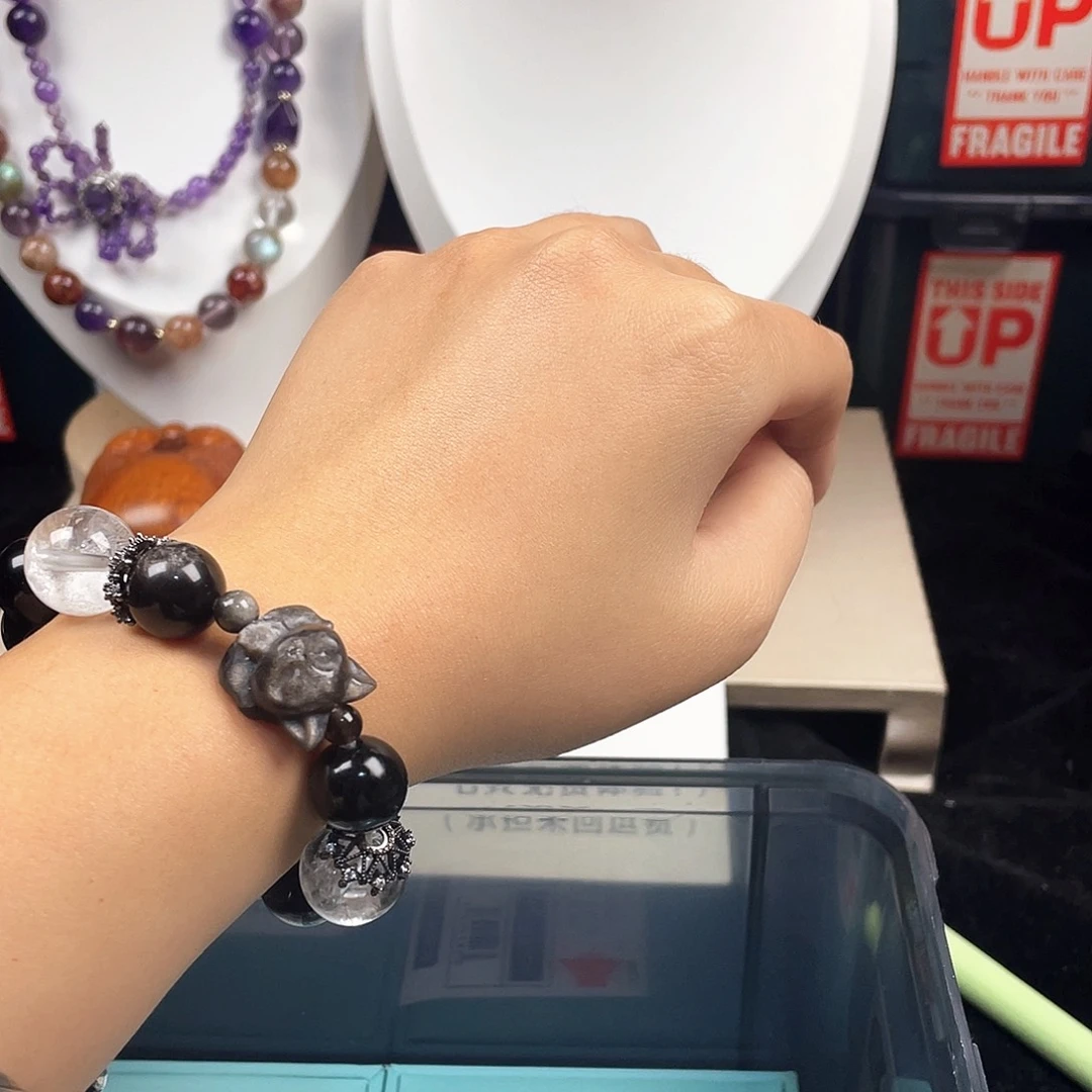 烟晶手链银S925镶嵌