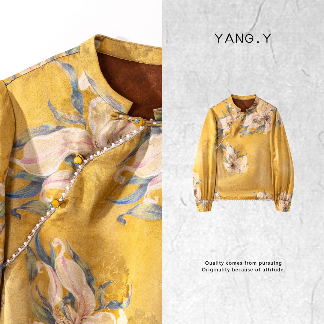 YANG.Y- 深圳原创新中式女装桑蚕丝提花2025国风春款上衣91290