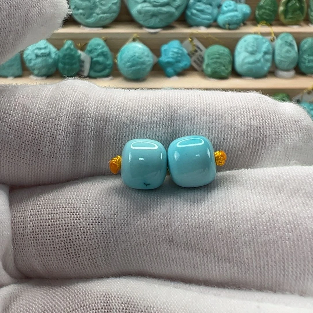 未镶嵌绿松石老型对珠8.7x7.8mm