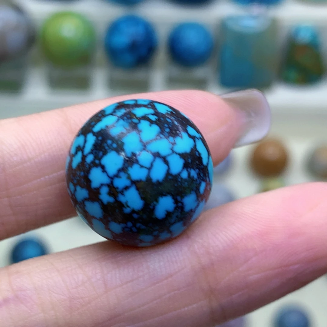 绿松石未镶嵌蓝花圆珠18.8