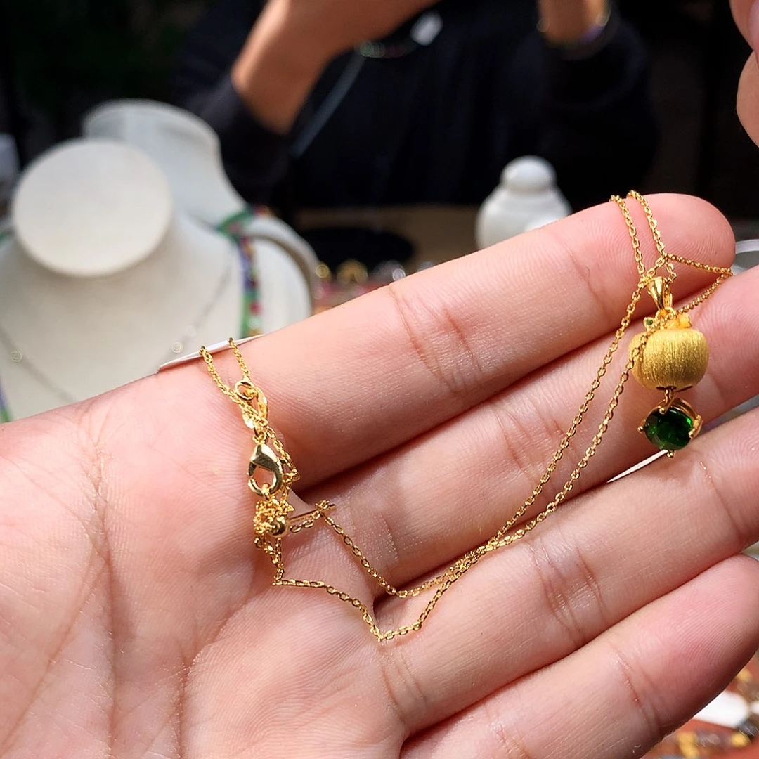 透辉石透辉石项链银S925镶嵌