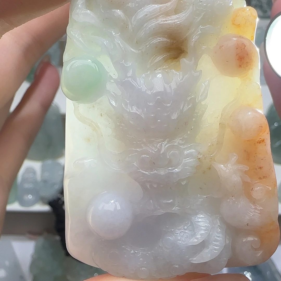 翡翠未镶嵌颈饰天然缅甸翡翠龙牌