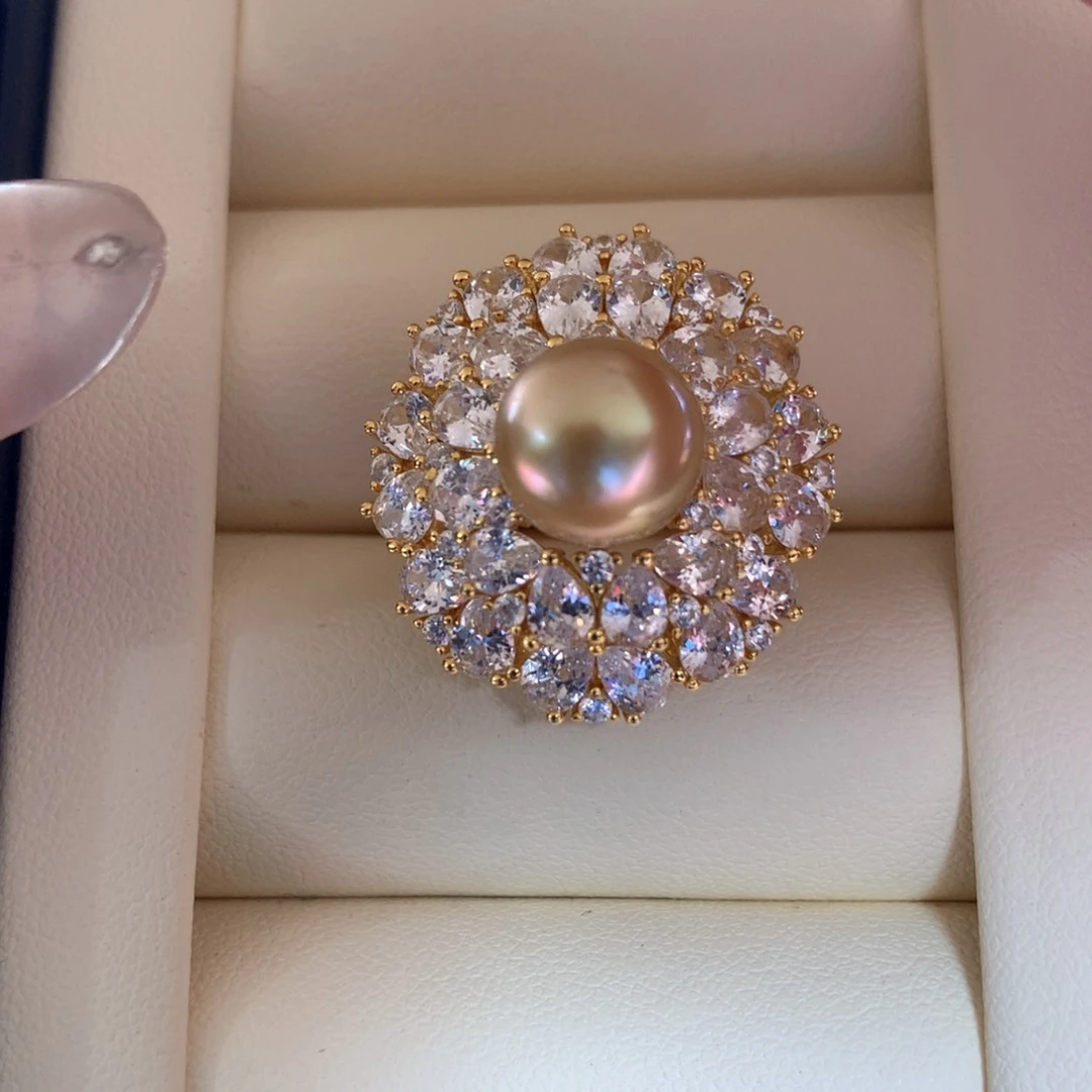 银S925镶嵌戒指海水珍珠