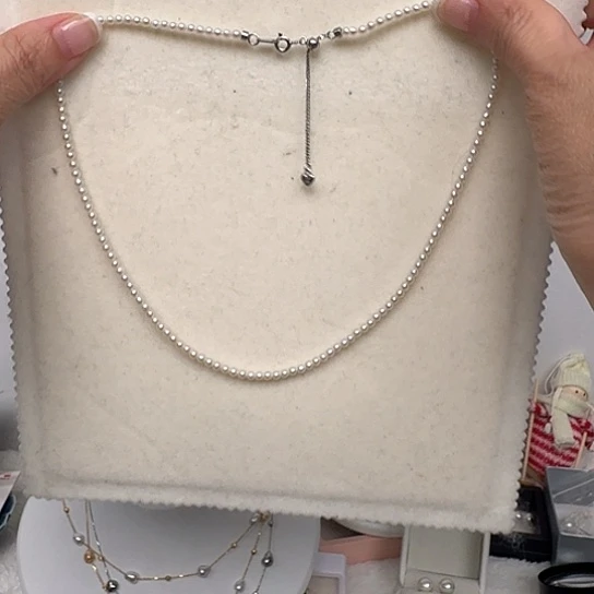 淡水珍珠银S925镶嵌项链