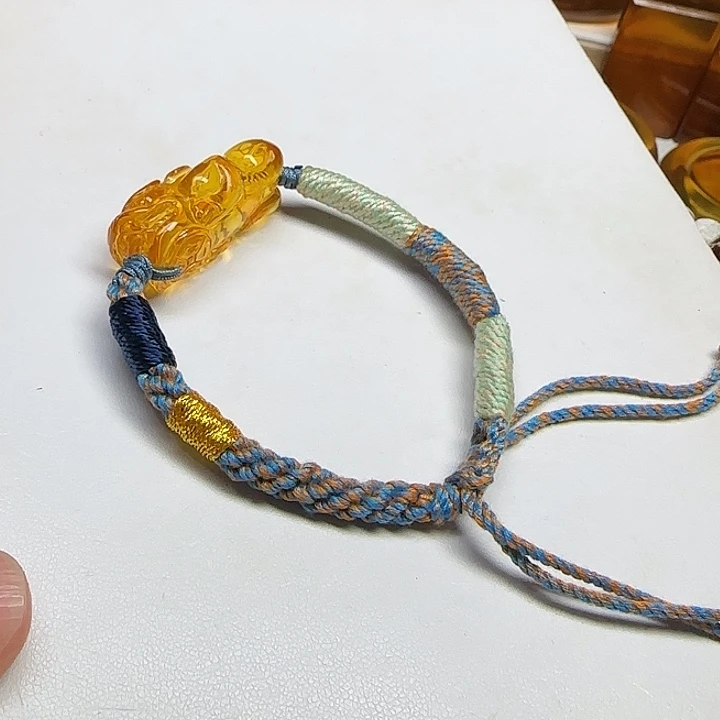 手绳琥珀未镶嵌天然金珀雕刻貔貅手绳